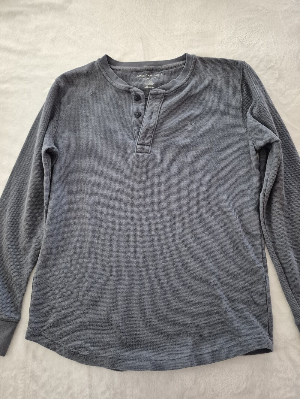 American Eagle Outfitters Men’s Long-Sleeve Henley - Charcoal Blue